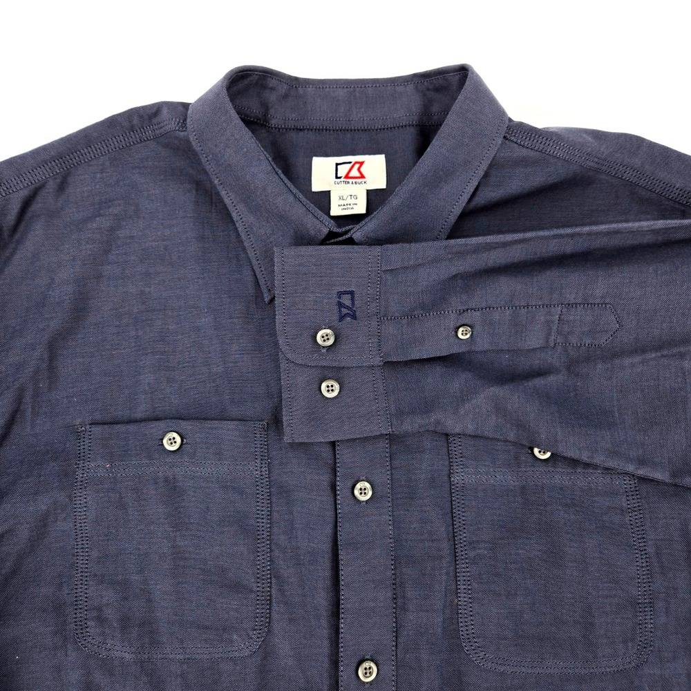Cutter‎ & Buck Men's XL Navy Blue Brushed Cotton Utility Shirt Gorpcore